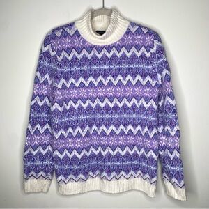 Talbots Fair Isle Wool Blend Mock Neck Sweater Small